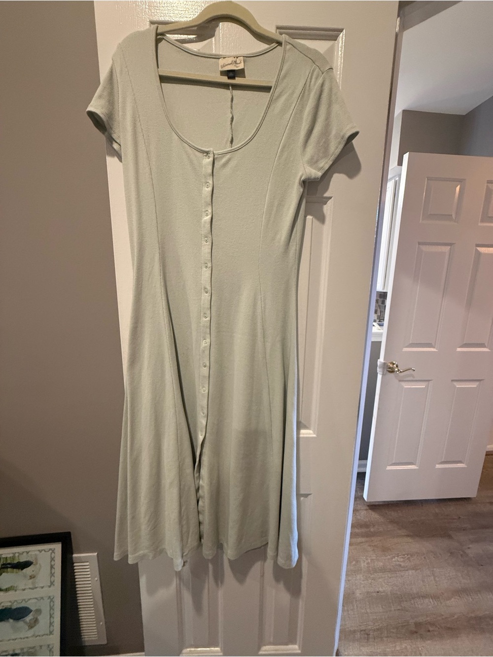 Universal Thread Light Sage Scoop Neck Button-Front Dress